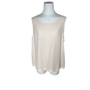 Eileen Fisher 100% Silk Tank Blouse Blush Pink Size L Sleeveless Keyhole